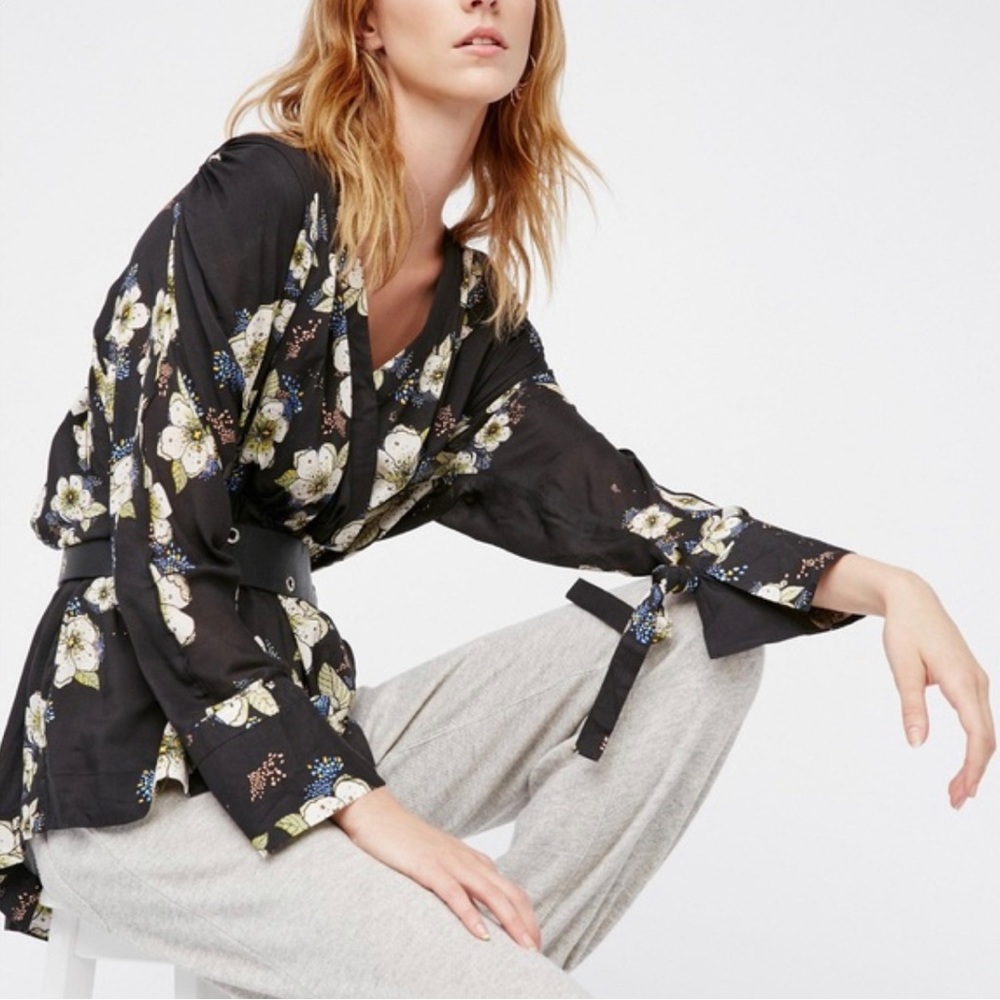 Free People Tuscan Dreams Floral tunic blouse S